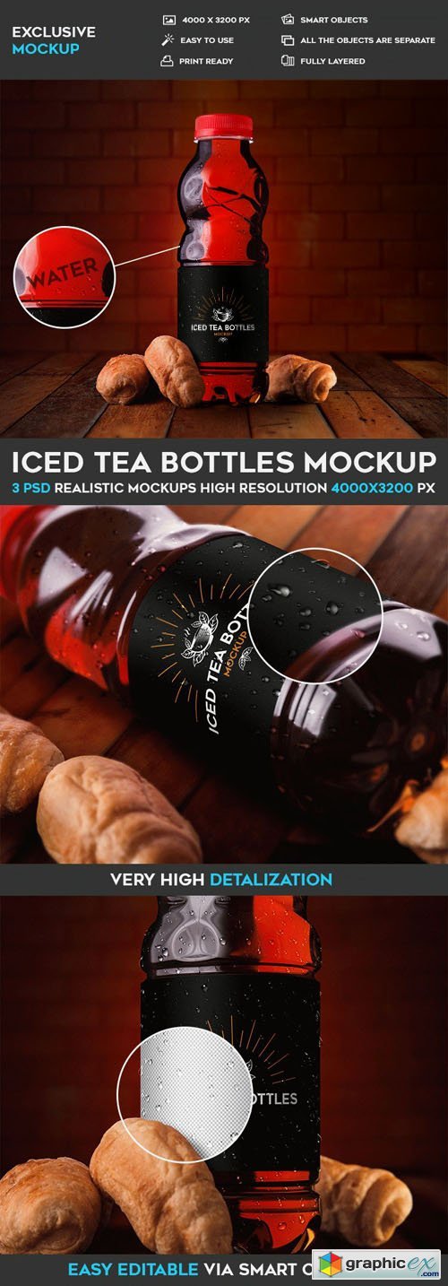 Iced Tea Bottles PSD Mockup Template