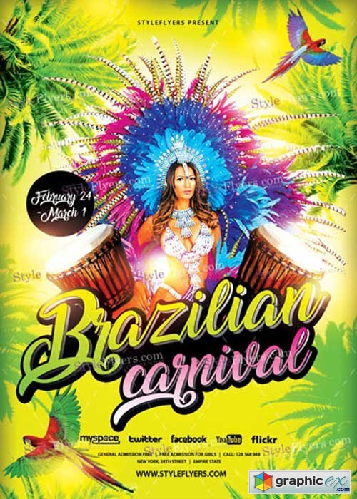 Brazilian Carnival PSD V13 Flyer Template