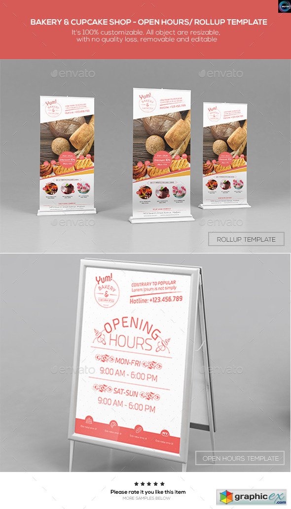 Bakery & Cupcake Shop-Open Hours/ RollUp Template