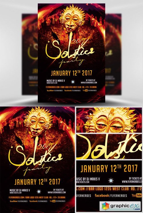 2017 Solstice Party Flyer Template