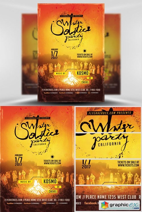 Winter Solstice Party Flyer Template