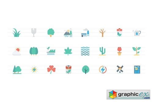 96 Flat Nature and Ecology Icons