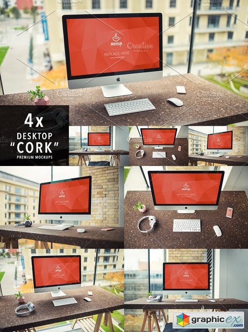 4 PSD Mockups iMac Cork