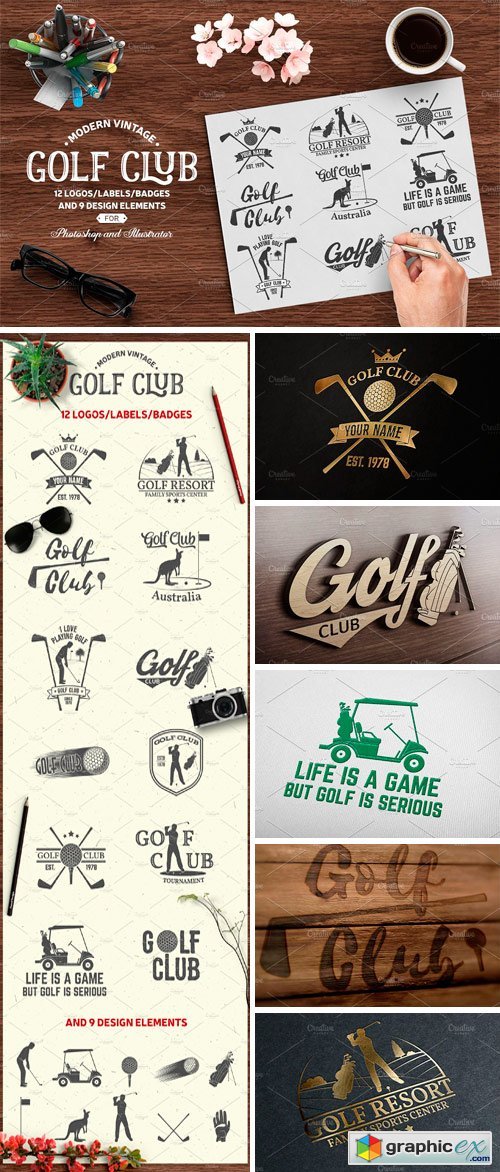 Set of Vintage Golf Club Emblems