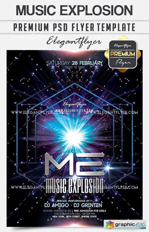 Music Explosion  Flyer PSD Template + Facebook Cover