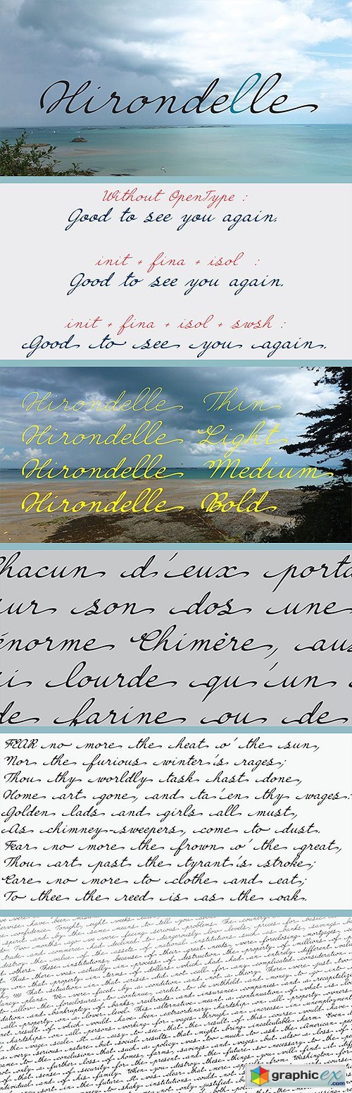 Hirondelle - Connected Handwriten Font Family 4xTTF