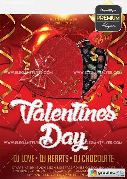 Valentines Day V34 Flyer PSD Template + Facebook Cover