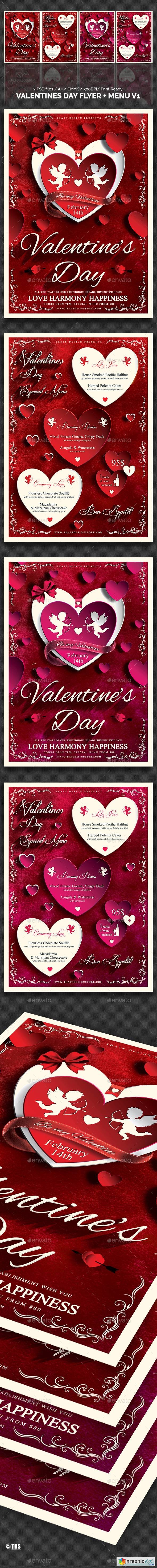 Valentines Day Flyer + Menu Bundle V1