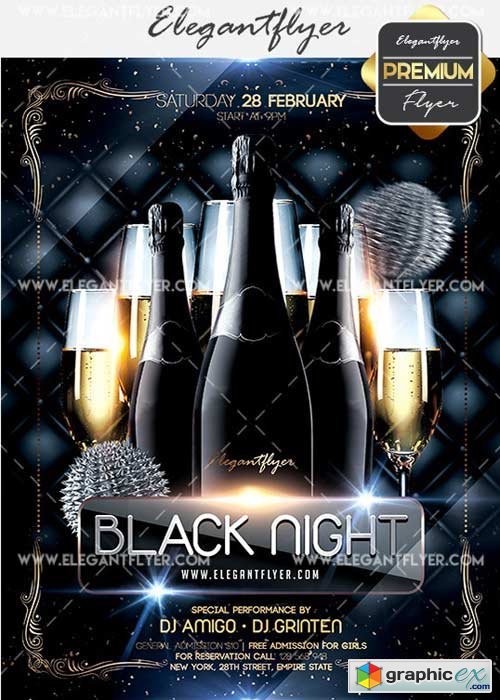 Black Night V11 Flyer PSD Template + Facebook Cover