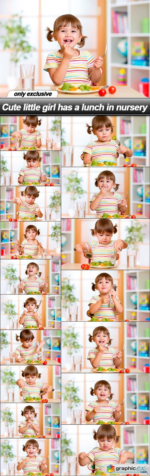 Cute little girl has a lunch in nursery - 17 UHQ JPEG