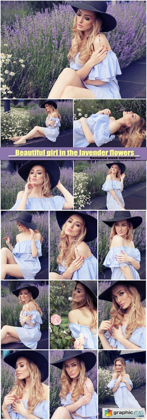 Beautiful girl in the lavender flowers