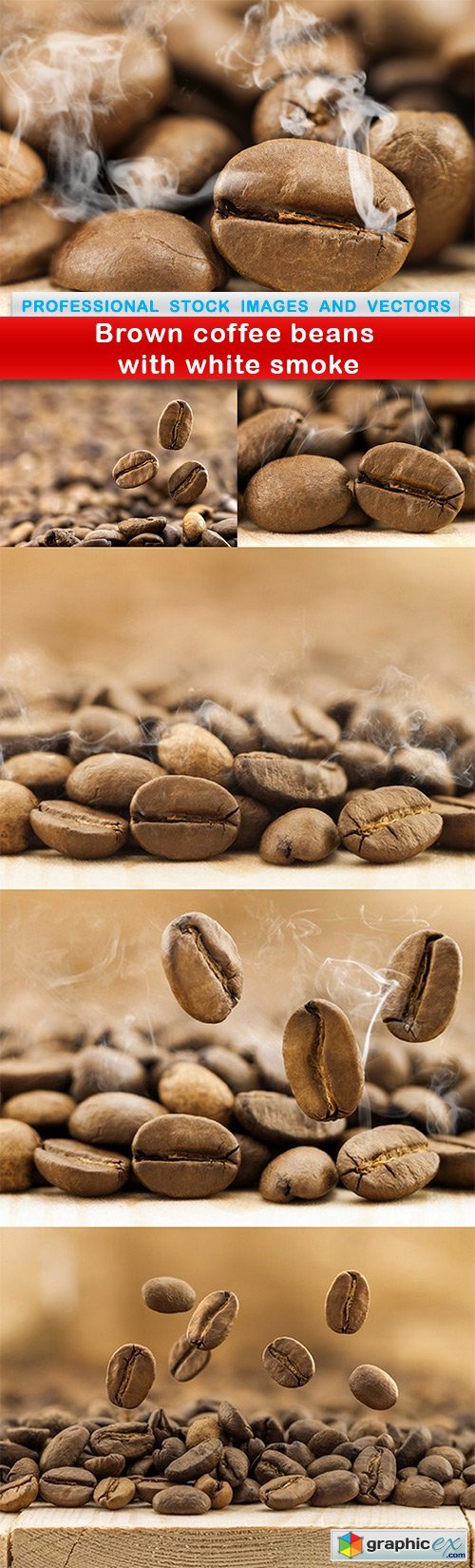 Brown coffee beans with white smoke - 6 UHQ JPEG
