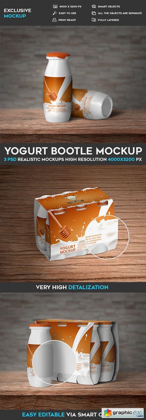 Yogurt Bottle PSD Mockup Template