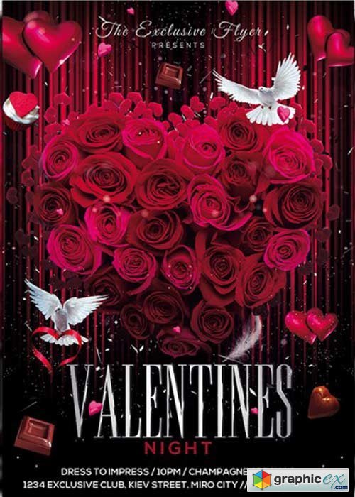 ElegantFlyer - Exclusive Valentines Night Premium Flyer Template + Facebook Cover