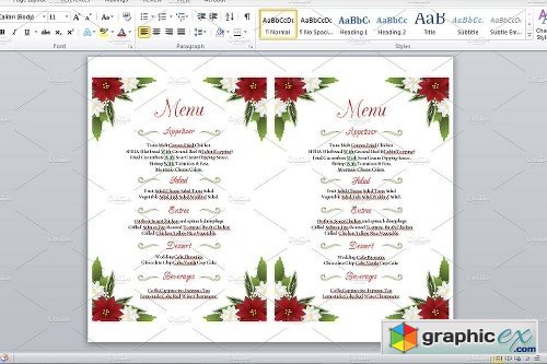 Floral Wedding Menu Card Template