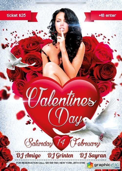 ElegantFlyer - Valentines Day V03 Flyer PSD Template + Facebook Cover