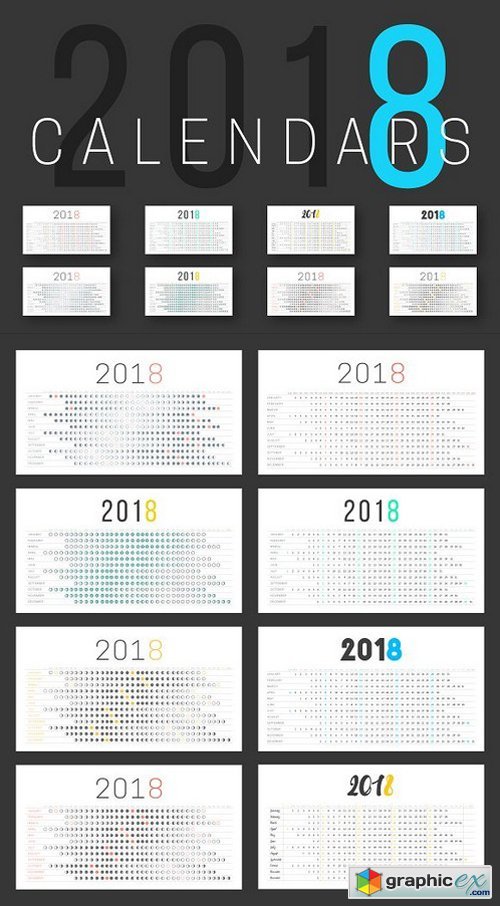 2018 Calendars and Moon calendar