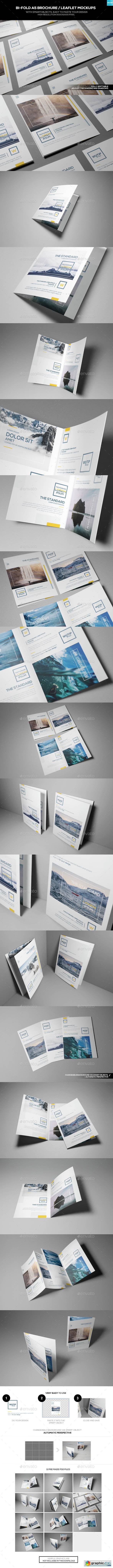 Bi-Fold A5 Brochure Leaflet Mockups