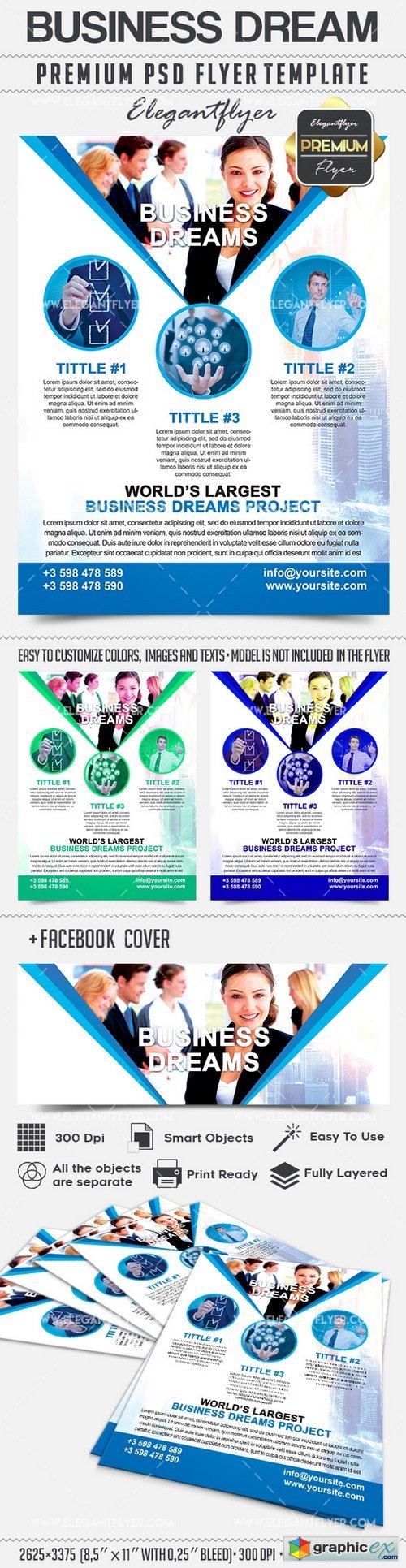 Business Dream  Flyer PSD Template + Facebook Cover