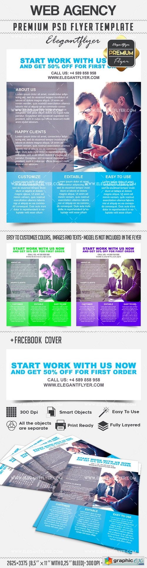 Web Agency  Flyer PSD Template + Facebook Cover