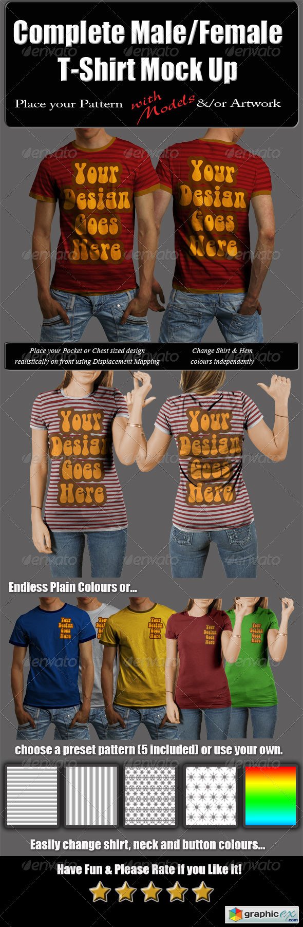 Complete Male & Female T-Shirt Mock Up with Model 5346469