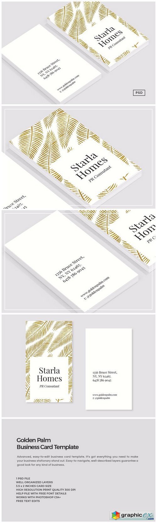 Golden Palm Business Card Template
