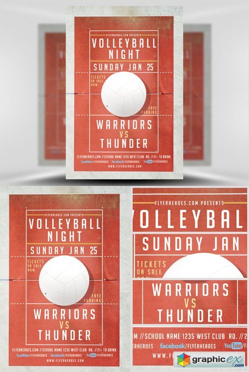 Volleyball Night Flyer Template