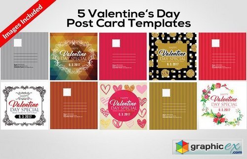 5 Valentines Day Post Cards