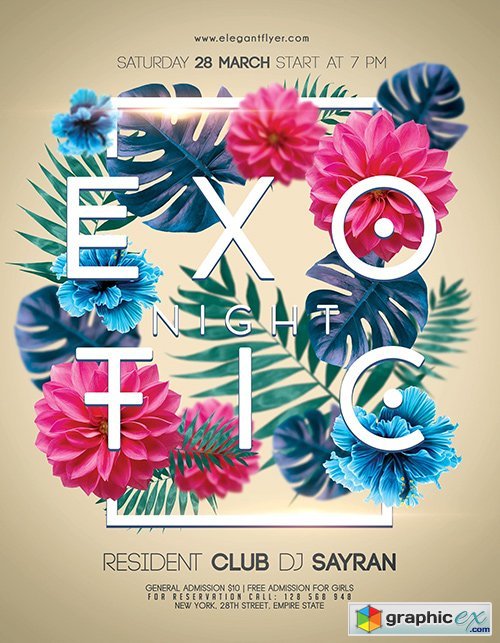 Exotic Night Party  Flyer PSD Template + Facebook Cover