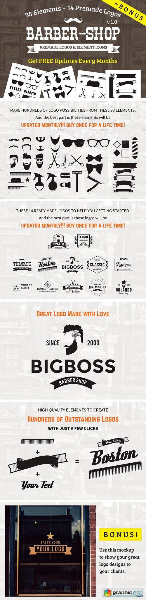 Barber Shop Logo Kit + BONUS
