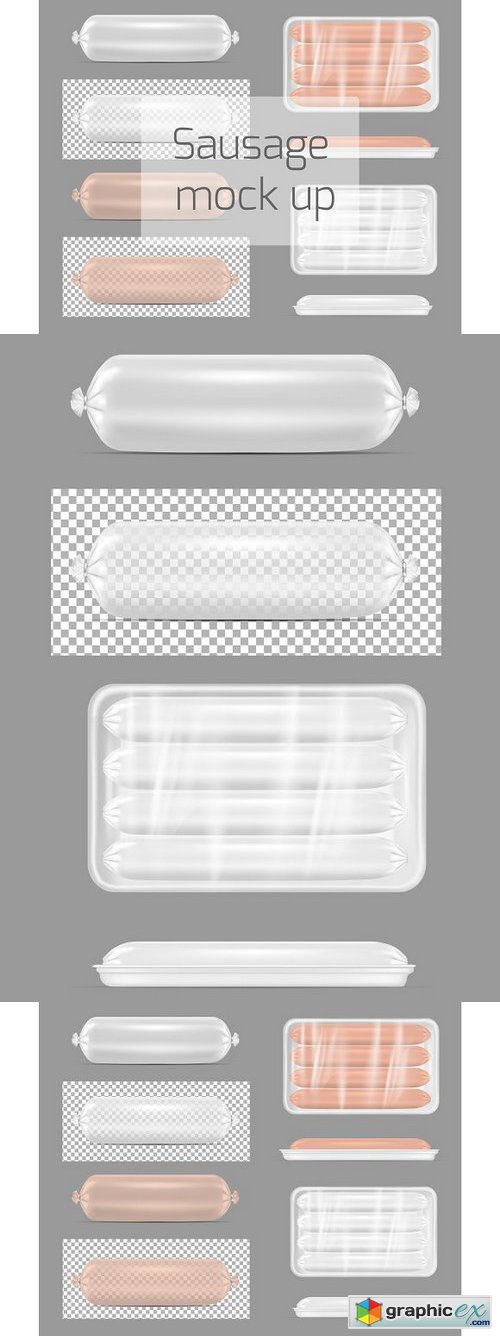 Empty plastic packaging for sausage