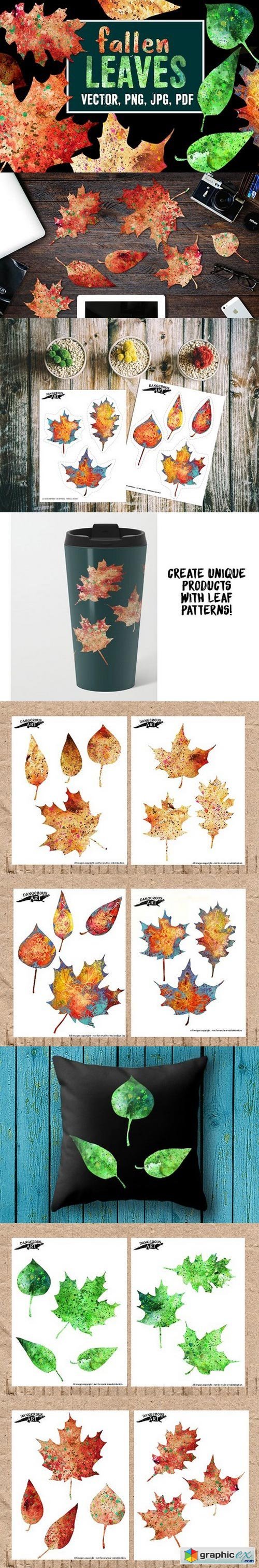 Fallen Leaves - 28 Colorful Elements