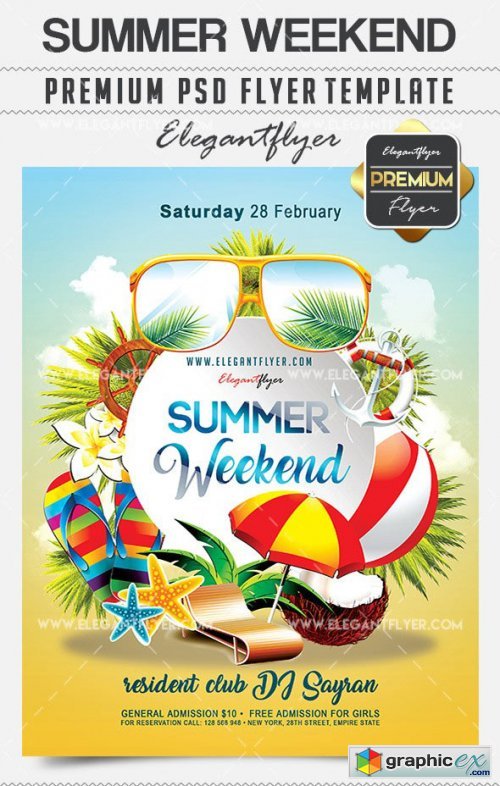 Summer Weekend Flyer PSD V5 Template + Facebook Cover