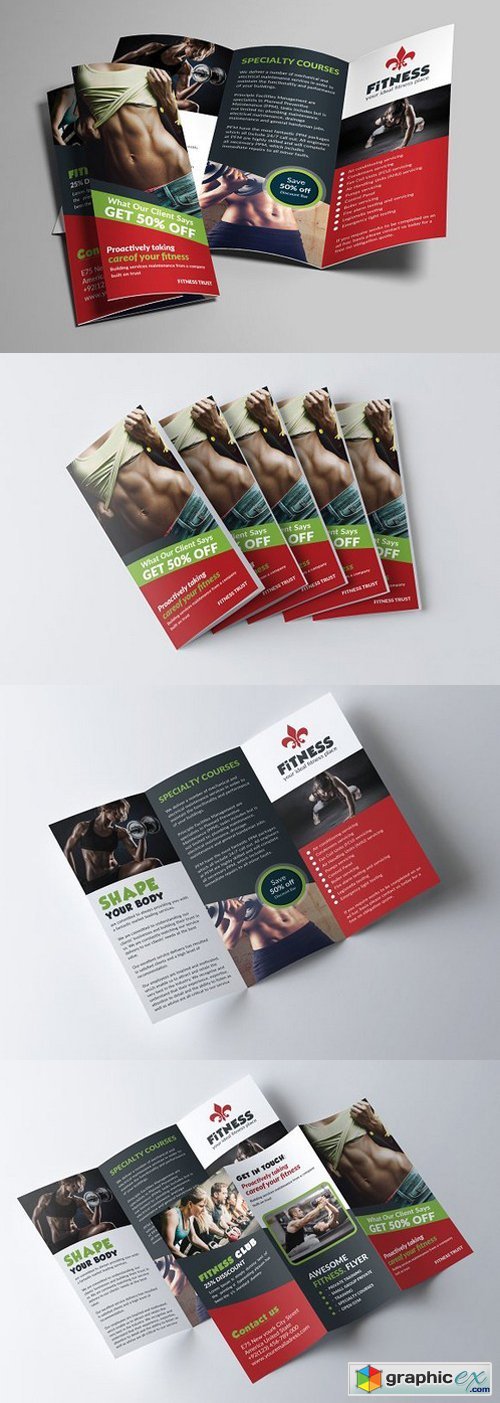 Gym and Fitness trifold Brochures