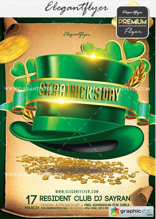 St. Patricks Day Party V22 Flyer PSD Template + Facebook Cover