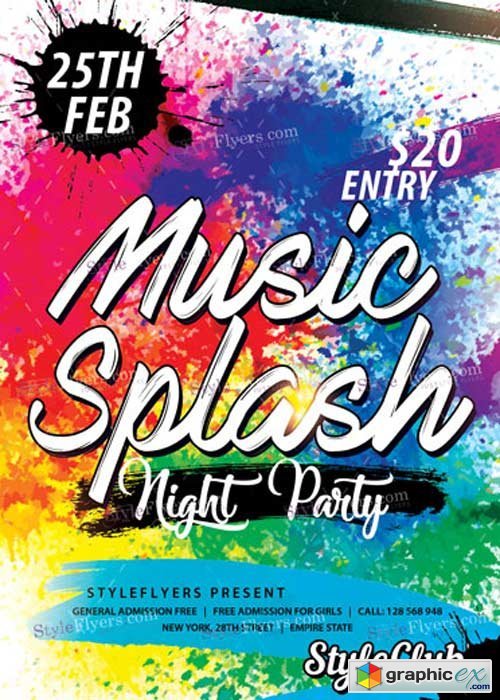 Music Splash Night Party V9 PSD Flyer Template