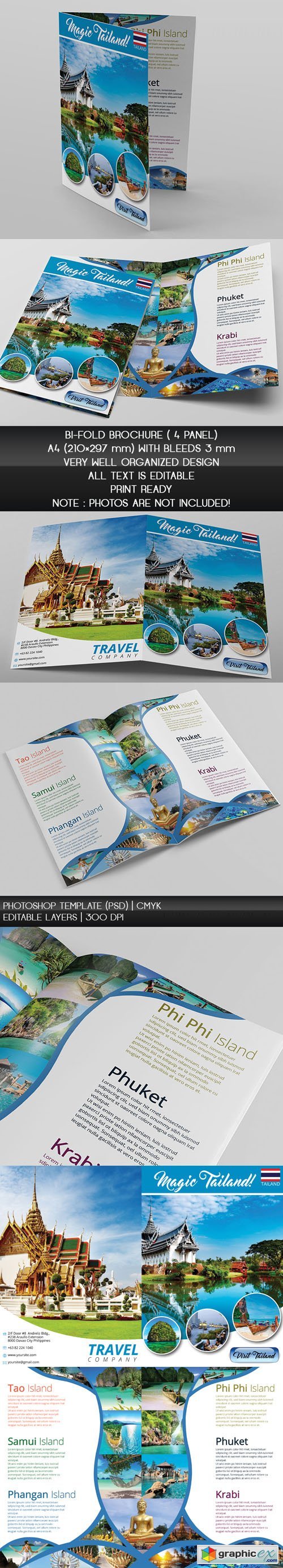 Touristic Bi-Fold Brochure PSD Template