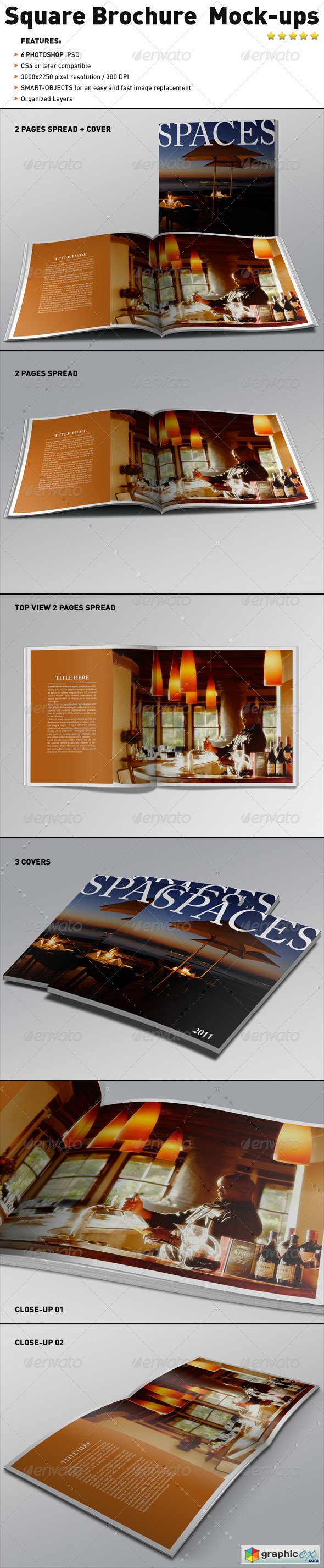 Realistic Square Brochure Mock-ups Templates