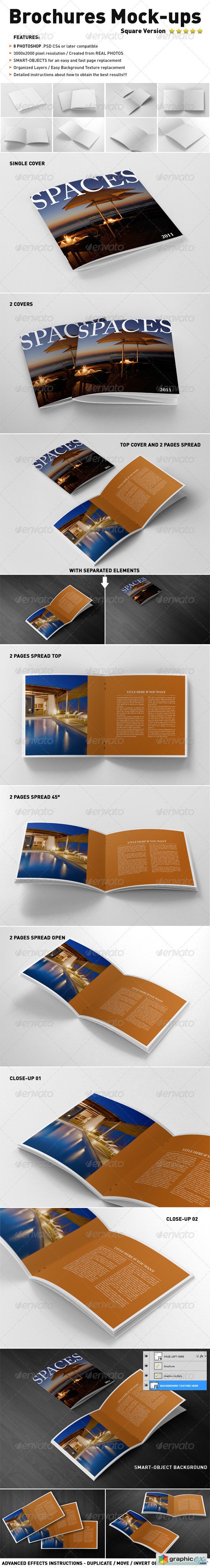 Photorealistic Square Brochure Mock-ups