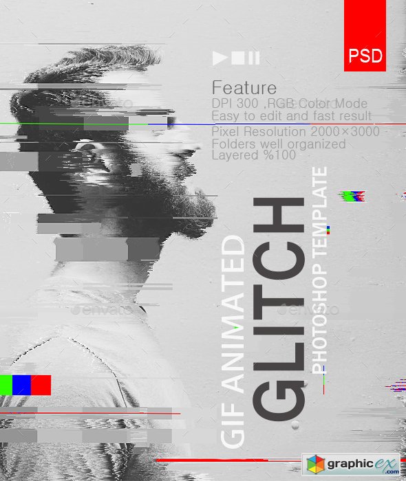 Gif Animated Glitch Photoshop Templates