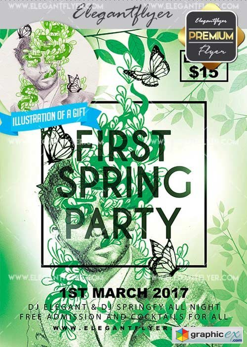 First Spring Party V9 Flyer PSD Template + Facebook Cover