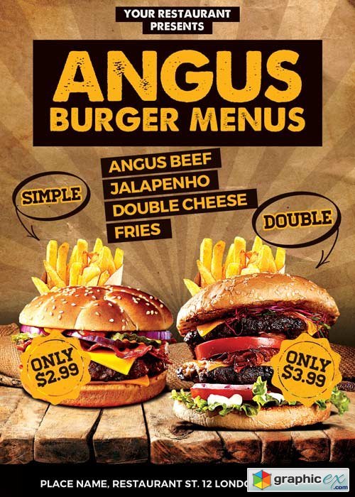 Burger Offer Food Menu V8 Flyer Template