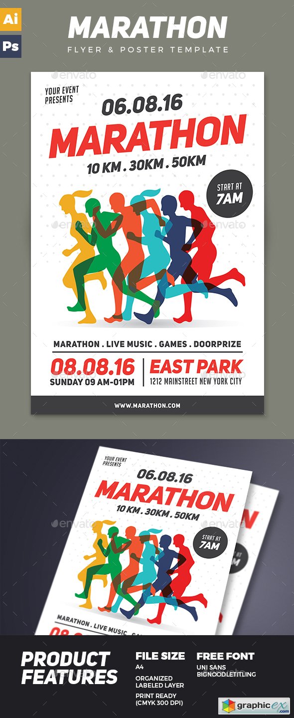 Marathon Event Flyer Template 17072745