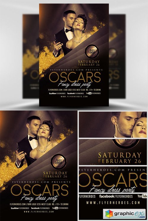 Oscars Fancy Dress Party Flyer Template V2