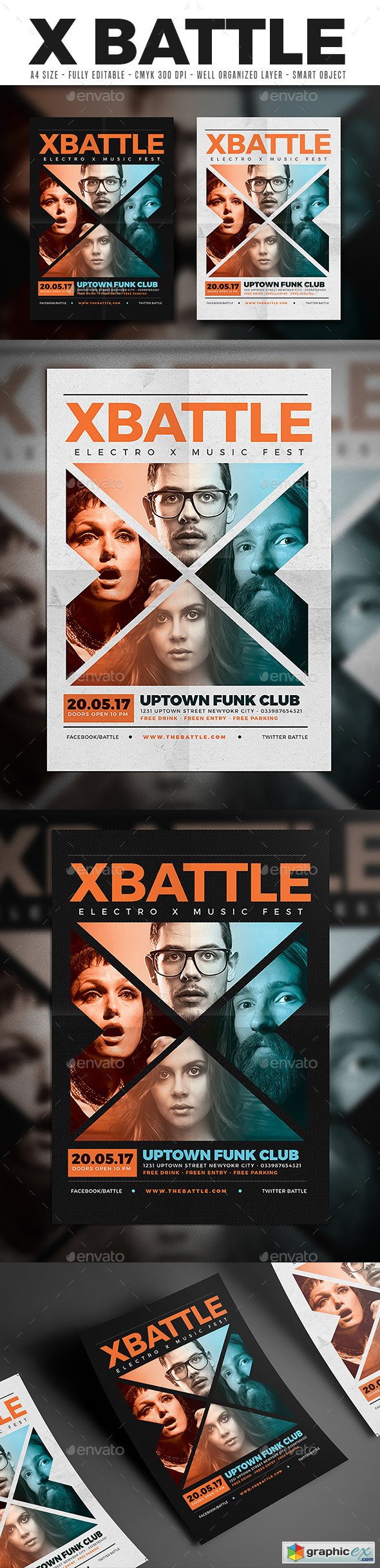 X Battle Music Flyer