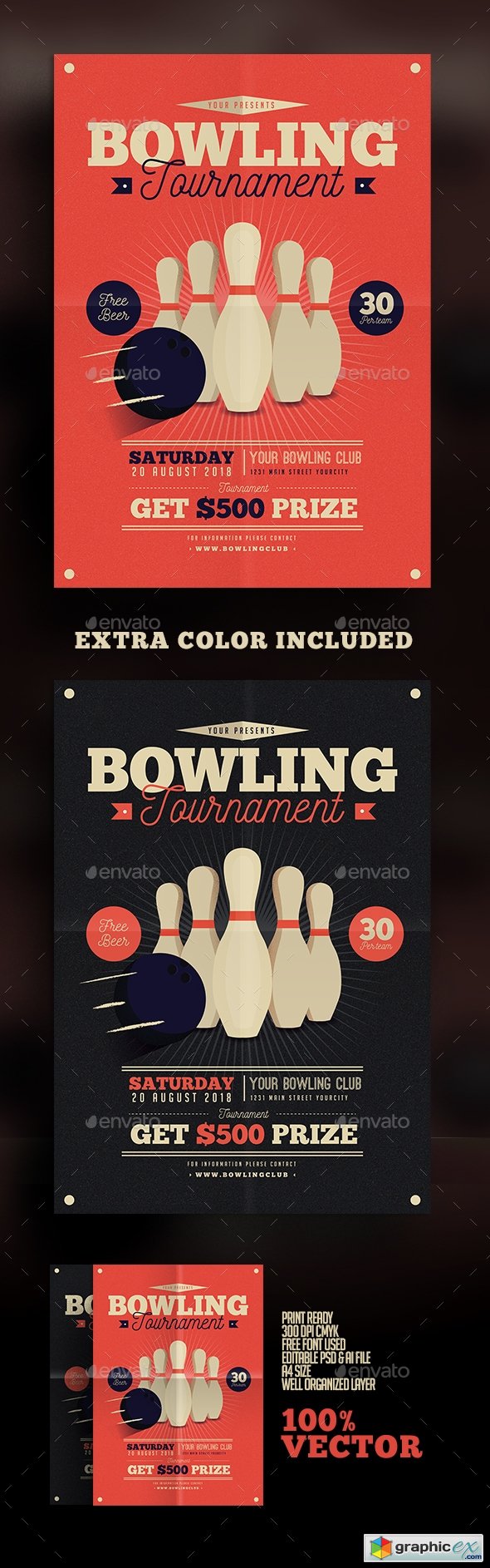 Vintage Bowling Tournament Flyer