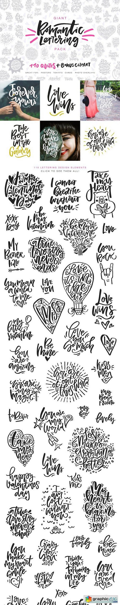 Valentine&#039;s Day Lettering Pack