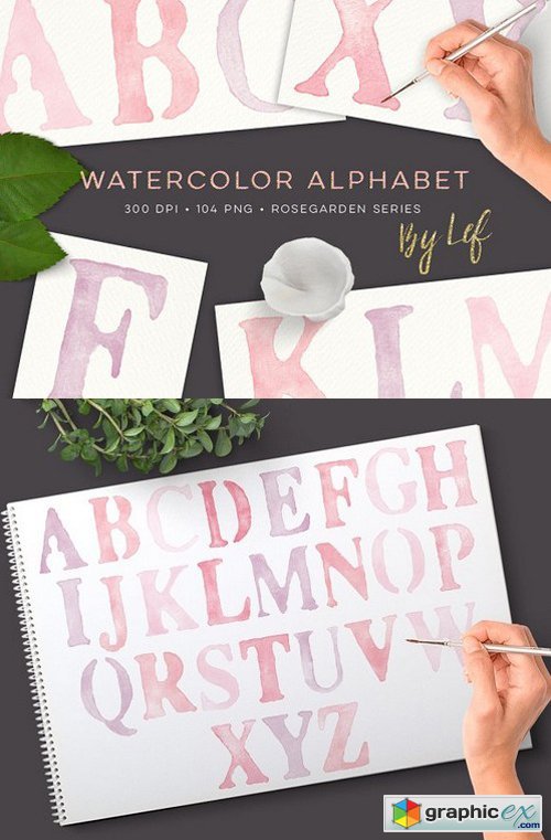 Watercolor Alphabet Clipart Graphics