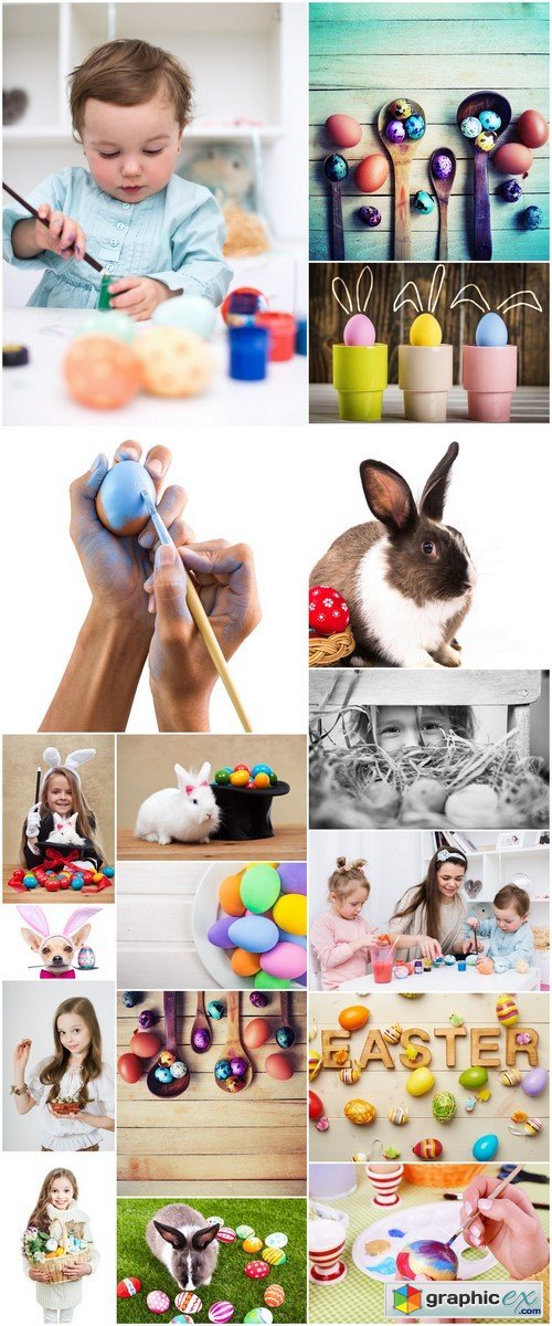 Coloring Easter eggs and rabbit a wonderful 17X JPEG
