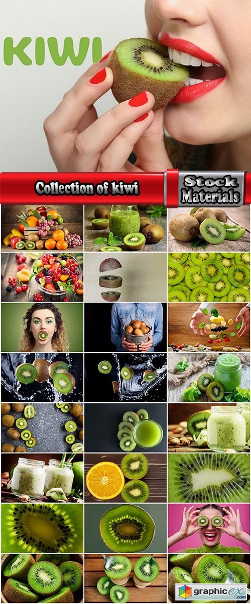 Collection of kiwi juice macro pulp seed set of fruits basket 25 HQ Jpeg
